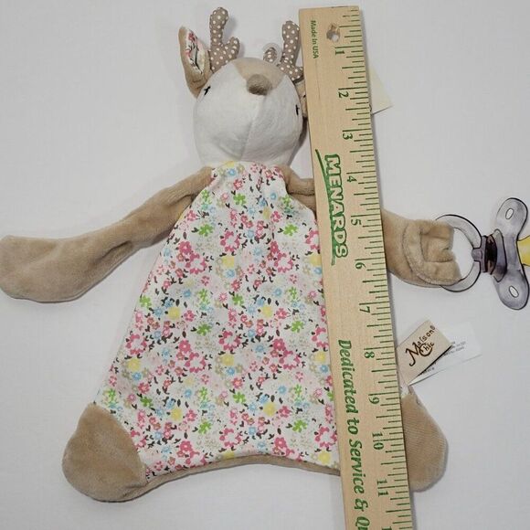 Maison Chic Farrah the Fawn Deer Lovey Paci Holder Blankie Pink Tan Floral NEW - Picture 8 of 15
